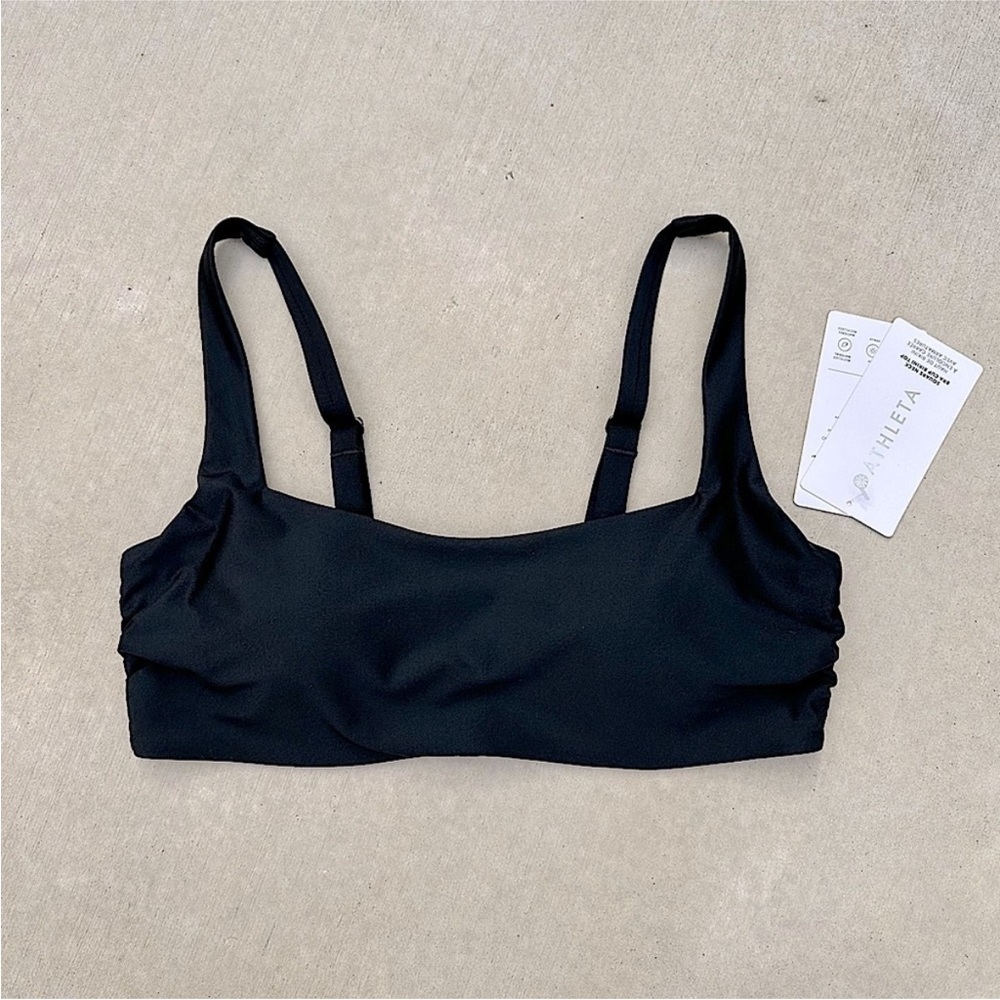 Athleta Square Neck Bra Cup Bikini Top Black Size 38B/C NWT